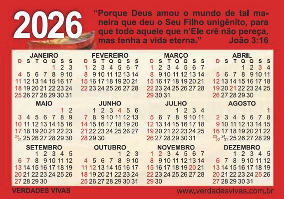 Pacote com 50 Calendários de Bolso 2026 (8,5x6cm) - Imagem 2